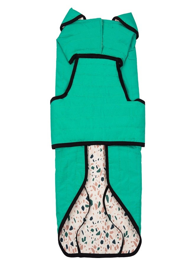 Mutt of Course جاكيت للكلاب من ماركة Mutt of Course Green Flap (مقاوم للماء والرياح) (اللون: أخضر) (محيط الرقبة: 19 بوصة | محيط الصدر: 21-22 بوصة | الطول: 17 بوصة) (مقاس كبير جدًا) - Image 2